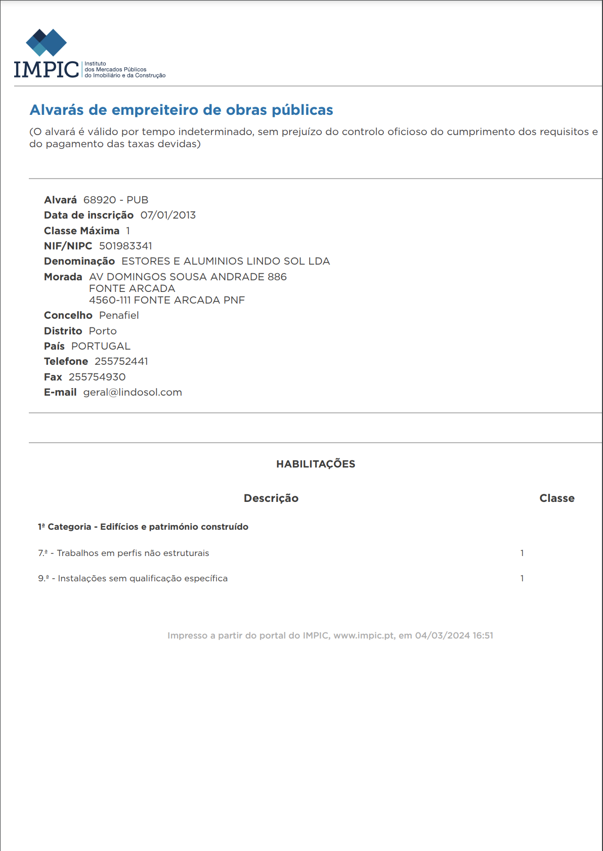 Licence de Construction (INCI)